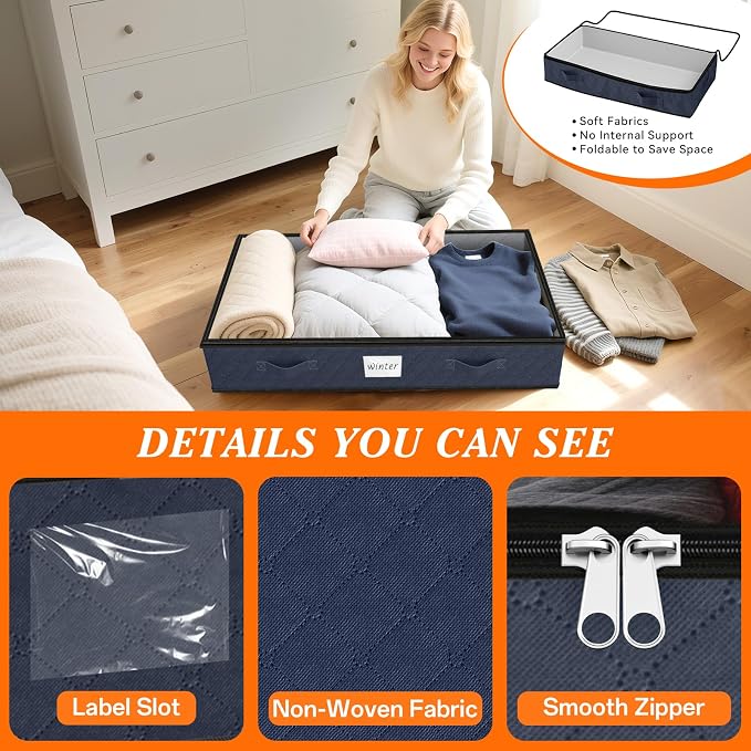 SpaceWhisper 90L Under Bed Storage Containers, Foldable Closet Organizers and - Image 3