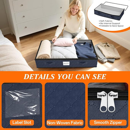 SpaceWhisper 90L Under Bed Storage Containers, Foldable Closet Organizers and - Image 3