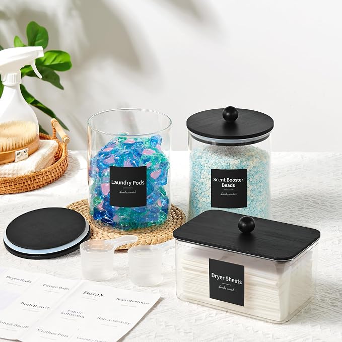 Glass Laundry Pods Container & Acrylic Dryer Sheet Holder - Image 2