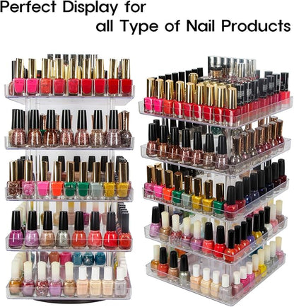 JACKCUBE DESIGN 5 Tier Clear Nail Polish 360 Rotating Display Rack Organizer - Image 4