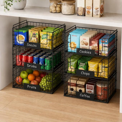 3 Pack XXL Stackable Wire Baskets - Image 8