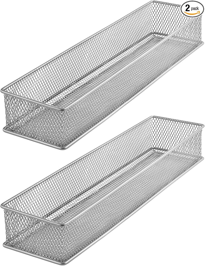 YBM HOME Silver Mesh Drawer Cabinet and or Shelf Organizer Bins, School Supply by YBMHome