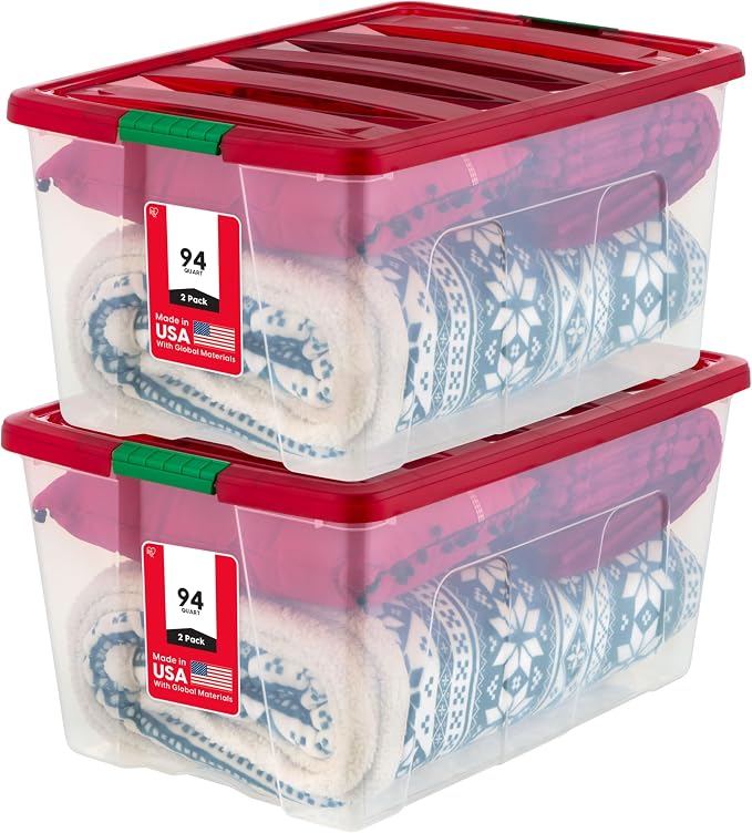 IRIS USA 94 Qt. Stackable Plastic Storage Bins by IRISUSA