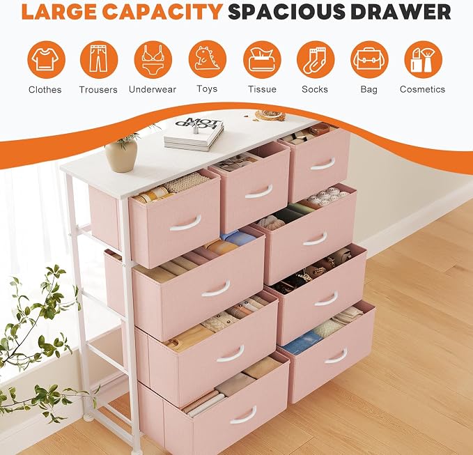 Sweetcrispy 9 Drawer Fabric Dresser Storage Tower - Image 6