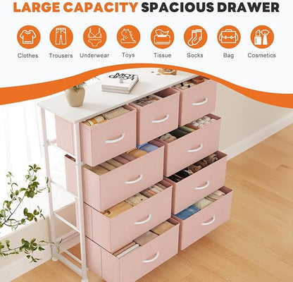 Sweetcrispy 9 Drawer Fabric Dresser Storage Tower - Image 6