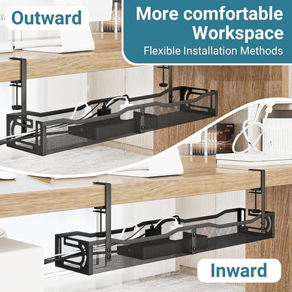 No Drill Under Desk Cable Management Tray, SONATURE 25.3" Cord Organizer - Image 7