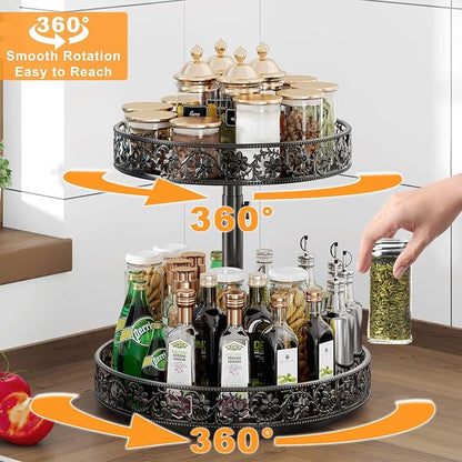 Two Tier Lazy Susan Organizer Turntable Height Adjustable, 2 Tier Lazy Susan 12 - Image 2