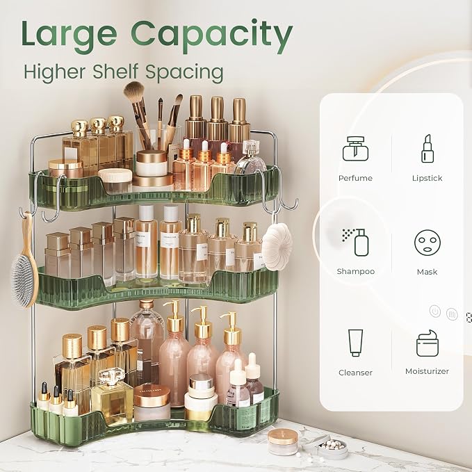 3-Tier Green Corner Organizer, PET Counter Storage - Image 4