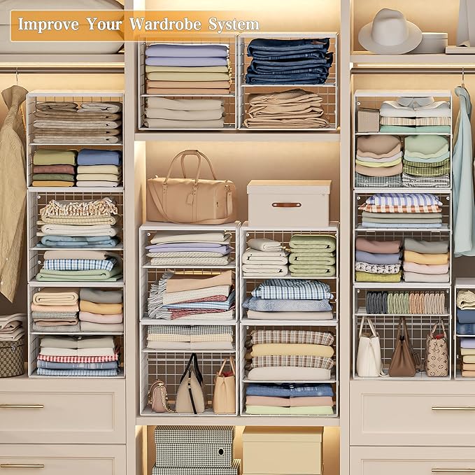 Huxitocan 4-Tier Stackable Closet Organizers and Storage Shelves, Closet - Image 5