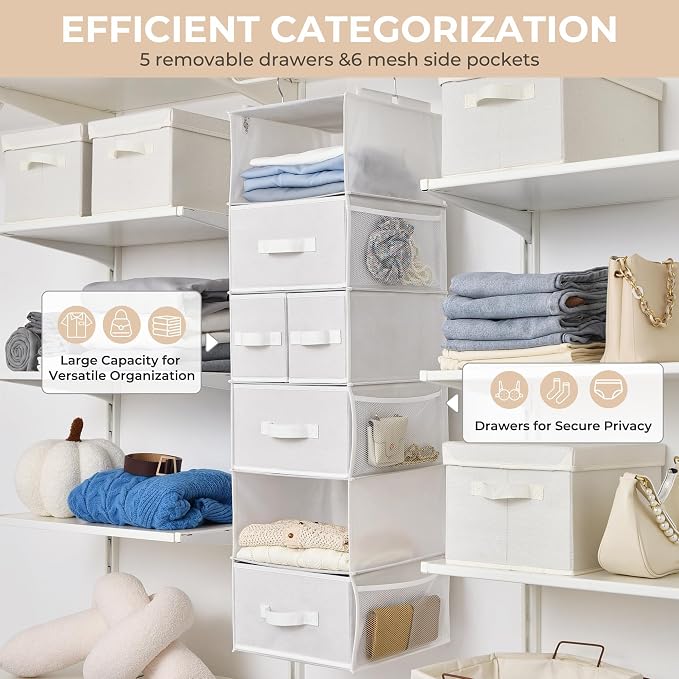 GRANNY SAYS Hanging Closet Organizer and Storage, 6 Shelf Clothes Organization - Image 6