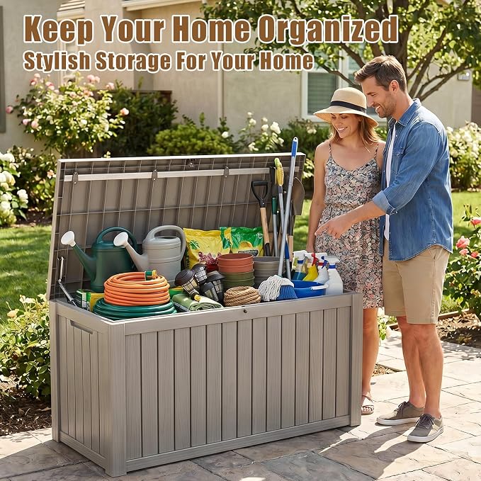 200 Gallon Outdoor Storage Box, Large Resin Deck Box, Waterproof Lockable - Image 7