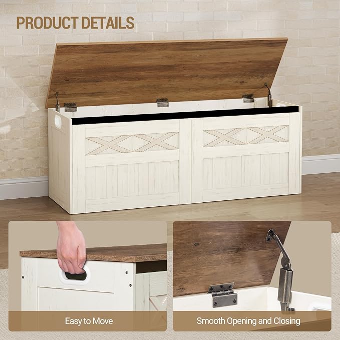 Hzuaneri 47" Storage Bench, Lift Top, 210L/55 Gal Large Storage Chest | | 330lb - Image 4