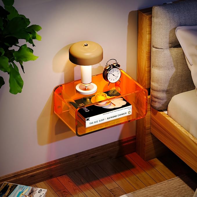 Acrylic Floating Nightstand, Bedside Table, Nightstand Shelf Wall Mounted - Image 9