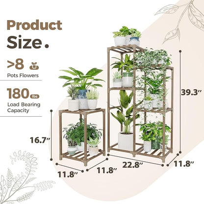 Bamworld Plant Stand Indoor Corner Plant Shelf Wood Plant Holder - Image 6