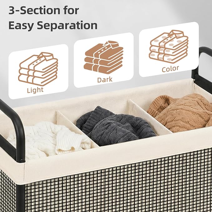 STORAGE MANIAC Rolling Laundry Hamper - Image 6