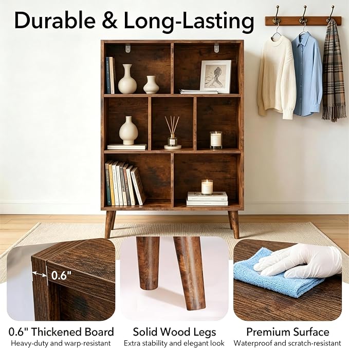 HealSmart 7 Cube Storage Organizer, 3 Tier Bookshelf - Image 6