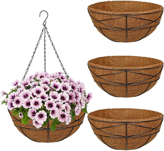 4 Pack 14 inch Metal Hanging Baskets by NatureCrafted