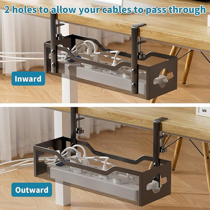 Under Desk Cable Management Tray 3 Pack, Cable Management Under Desk No Drill - Image 4