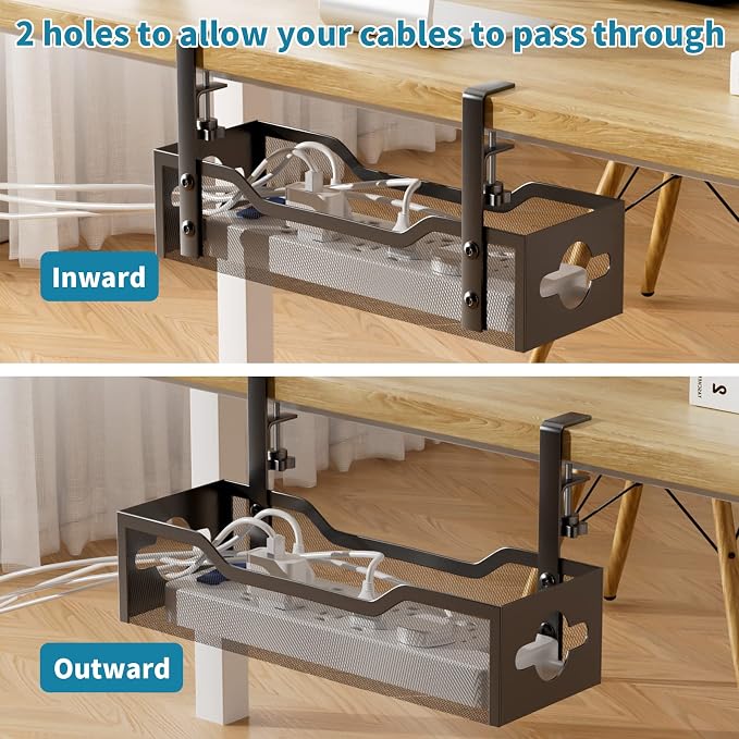 Under Desk Cable Management Tray Black, Litwaro Cable Management Under Desk No - Image 7