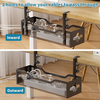 Litwaro Under Desk Cable Management Tray 2 Pack, No Drill, Organizer - Image 5