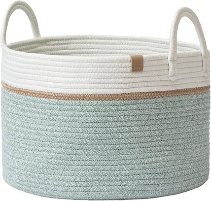 LA JOLIE MUSE Braided Basket, Cotton Rope Storage Baskets, Large Cotton Basket by LaJol%C3%ADeMuse
