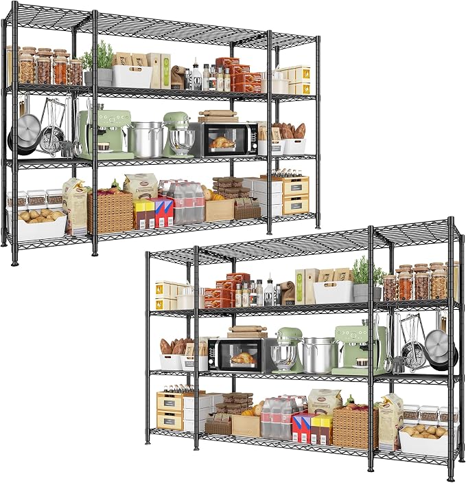 REIBII 78.4''W Storage Shelves, 4 Tier Wire Shelving Unit Loads 1500LBS by REIBII