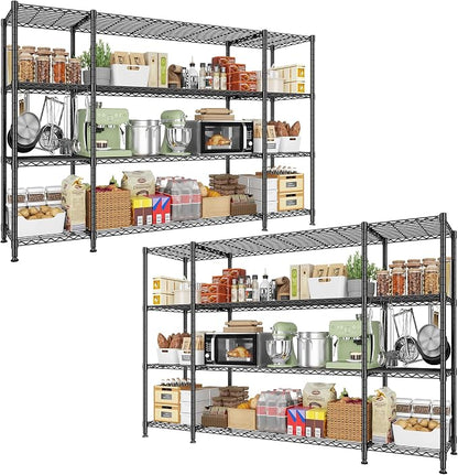 REIBII 78.4''W Storage Shelves, 4 Tier Wire Shelving Unit Loads 1500LBS by REIBII