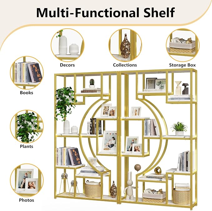 Modern Book Shelf, 70.8 Inch Tall Etagere Bookcase, Bookcases/Bookshelf - Image 9