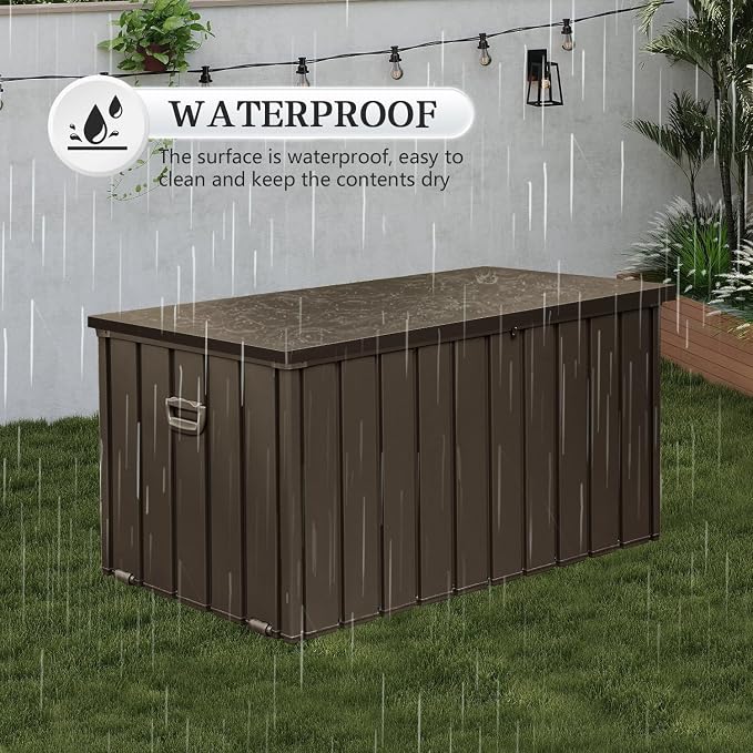 Domi 190 Gallon Metal Deck Box Waterproof, Outdoor Storage Box - Image 4