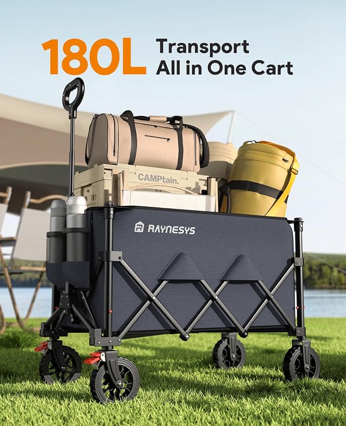 Wagons Carts Foldable, Collapsible Foldable Wagon 330lbs Capacity, 180L Large - Image 2