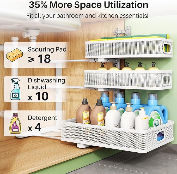 Kitstorack Under Sink Organizer, Slide out Storage Drawer Rack - Image 6