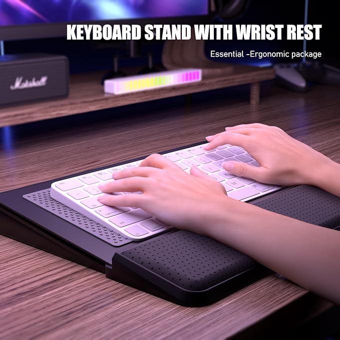 Computer Keyboard Stand with Wrist Rest & Storage Tray - Image 2