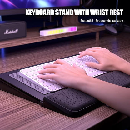 Computer Keyboard Stand with Wrist Rest & Storage Tray - Image 2