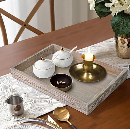 MAONAME Wood Serving Tray, Farmhouse Wooden Tray - Image 4