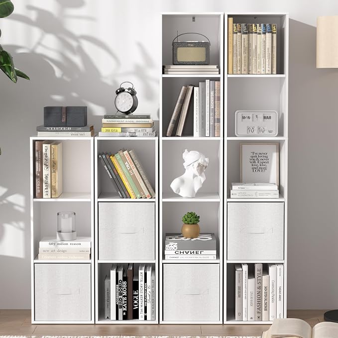 3 Cube Storage Organizer White, 3 Cube Shelf Freestanding Open Cubby, 3 Tier - Image 7