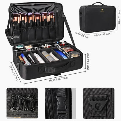Relavel Makeup Case Large Makeup Bag Professional Train Case 16.5 inches Travel - Image 2