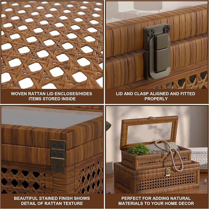 Rattan Decorative Box, Boho Display Boxes - Image 4