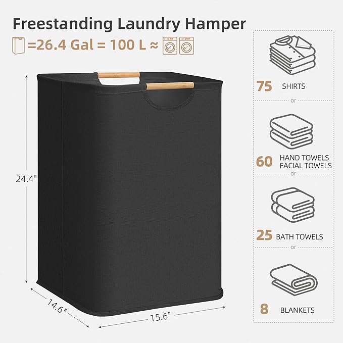 STORAGE MANIAC 1-Pack Large Laundry Hamper, 100L Collapsible Laundry Basket - Image 4