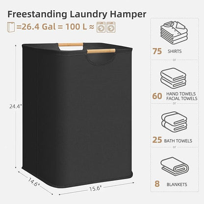 STORAGE MANIAC 1-Pack Large Laundry Hamper, 100L Collapsible Laundry Basket - Image 4