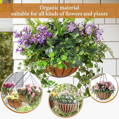 6 Pack 16 Inch Hanging Basket Coco Liners Replacement, 100% Natural Round - Image 6