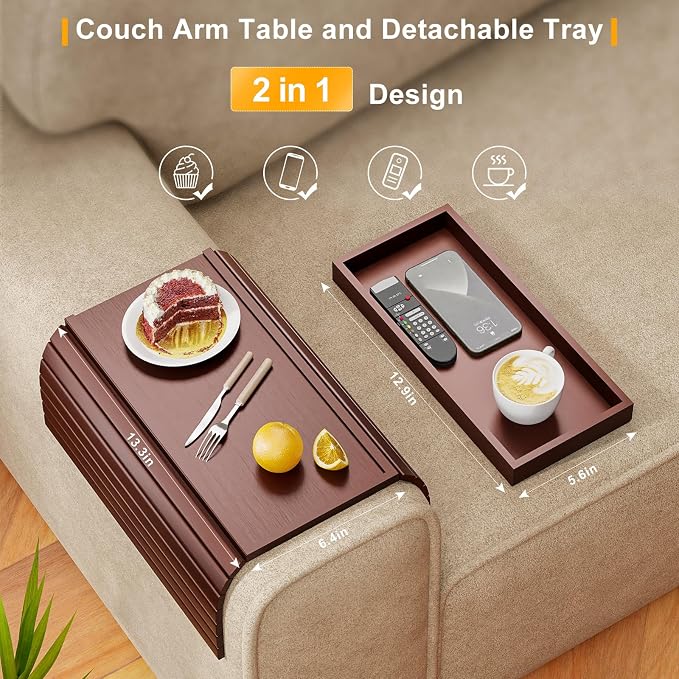 Sofa Armrest Tray Table for Couch - Image 2