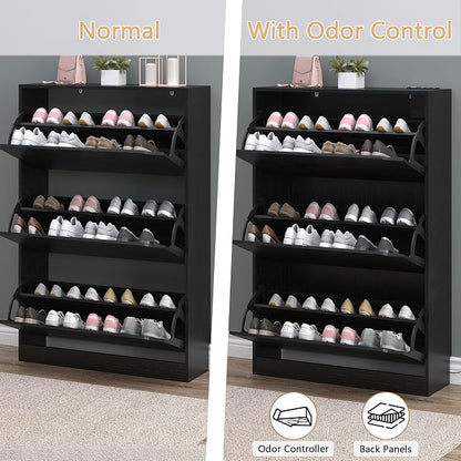 BORNOON Shoe Cabinet with Odor Control and Back Panels, Deodorizing Slim 3-Flip - Image 5