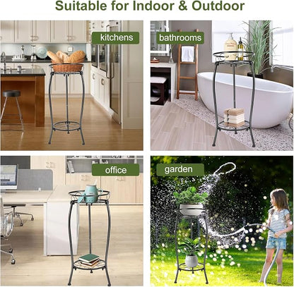 THKFUL Metal Plant Stands Indoor Outdoor, 2Tier Tall Potted Plant Stand Plant - Image 6