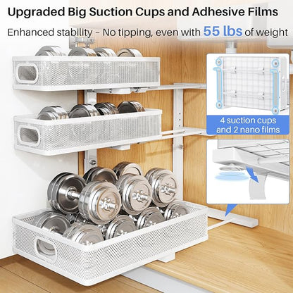 Under Sink Organizer, Height Adjustable Slide out Storage Drawer Rack - Image 6