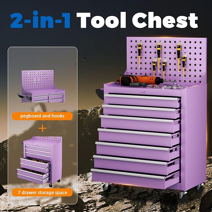 INTERGREAT 7 Drawers Rolling Tool Box - Image 6