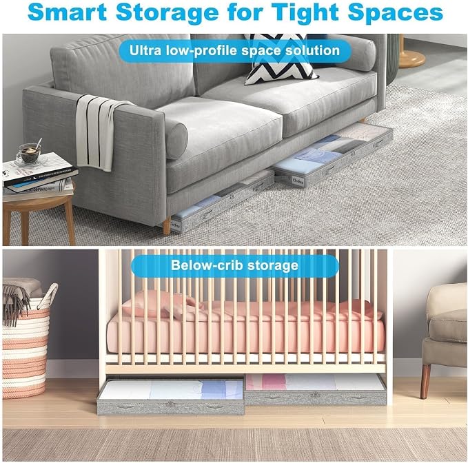 3 Inch Low Profile Under Bed Storage Drawer 2 Pack, Lightweight Underbed - Image 7