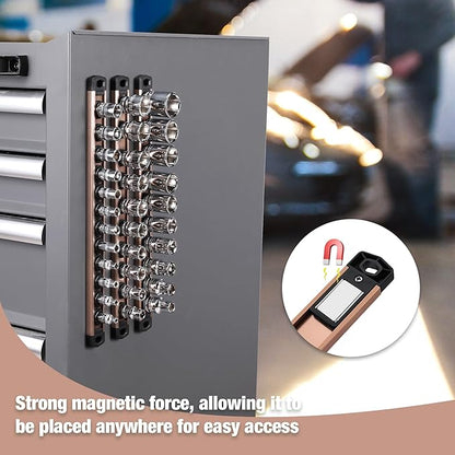 WORKPRO Magnetic Socket Organizer, 1/2-Inch Drive Aluminum Alloy Socket Rail - Image 3
