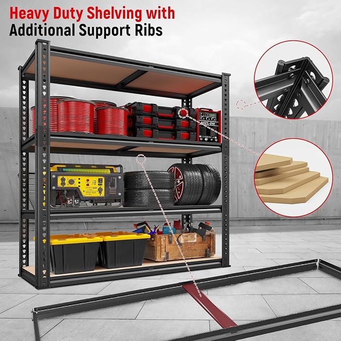 REIBII 40" W Garage Shelving 2000LBS Storage Shelves Adjustable Metal Shelving - Image 4