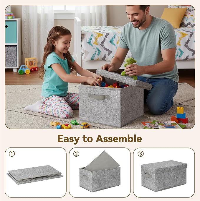 GRANNY SAYS Fabric Boxes with Lids, Storage Bins with Handles, Shelf Bins - Image 6