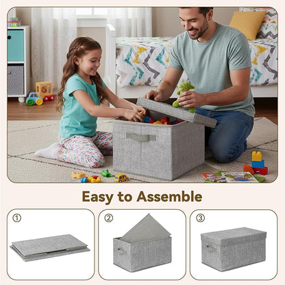 GRANNY SAYS Fabric Boxes with Lids, Storage Bins with Handles, Shelf Bins - Image 6